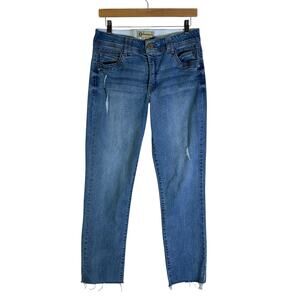 Democracy Ab Technology Jeans Womens 8 Medium Wash Distressed Frayed Hem Casual